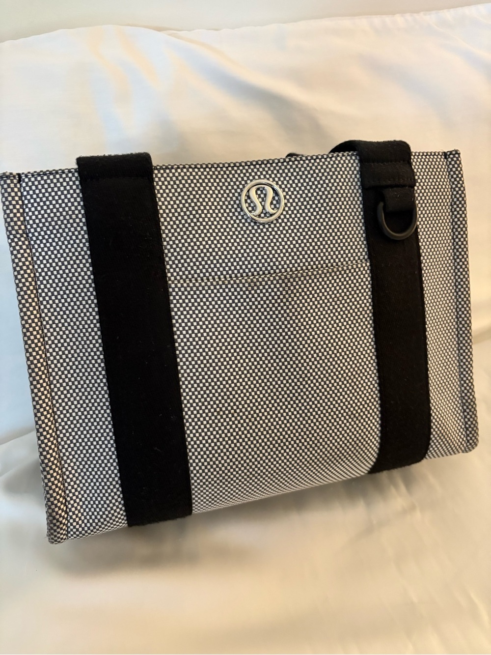 lululemon athletica Black and White Textured Tote with Logo